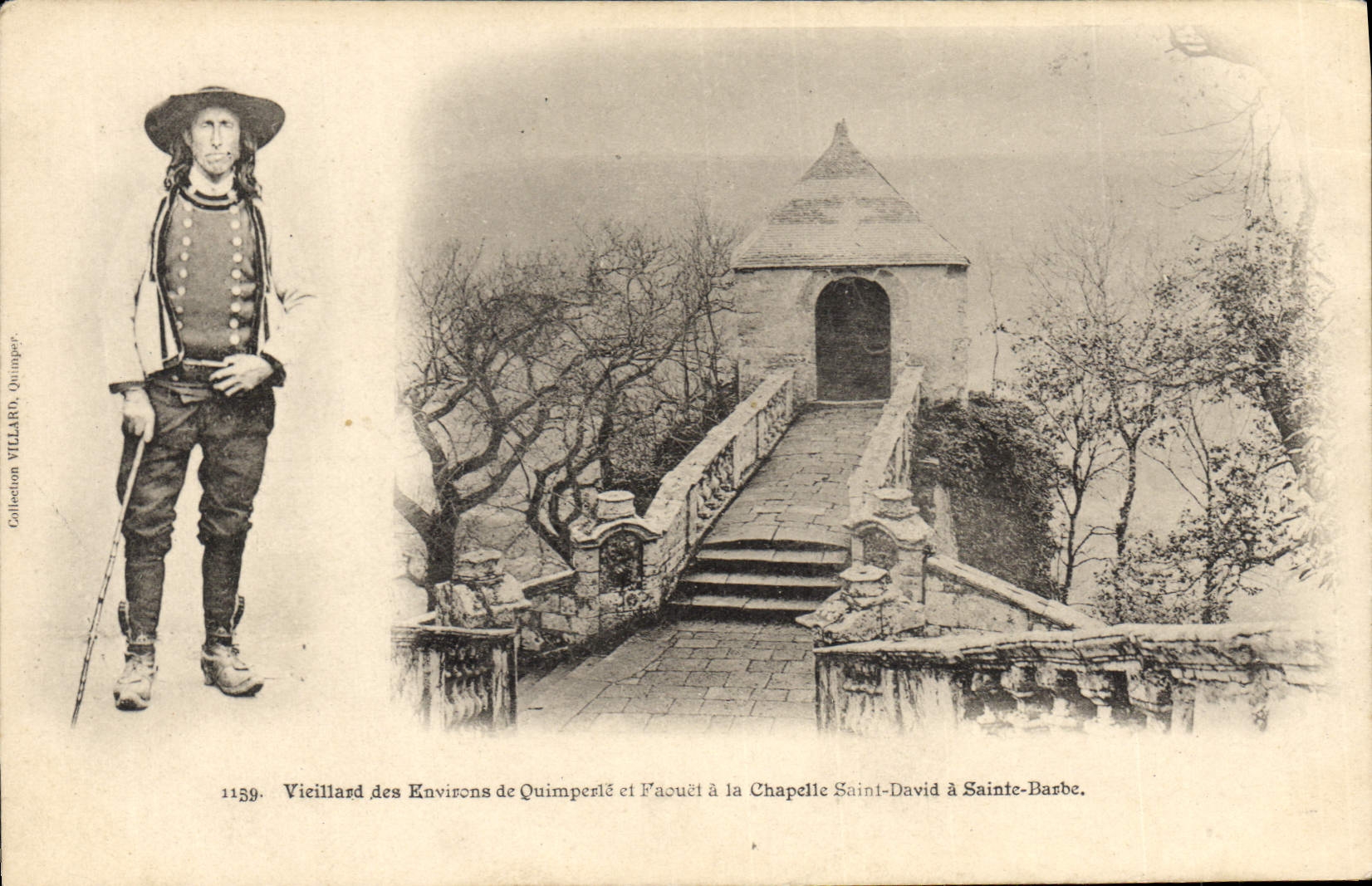 CPA Folklore Vieillard des environs de Quimperle et Faouet a la chapelle Saint David a Sainte Barbe 