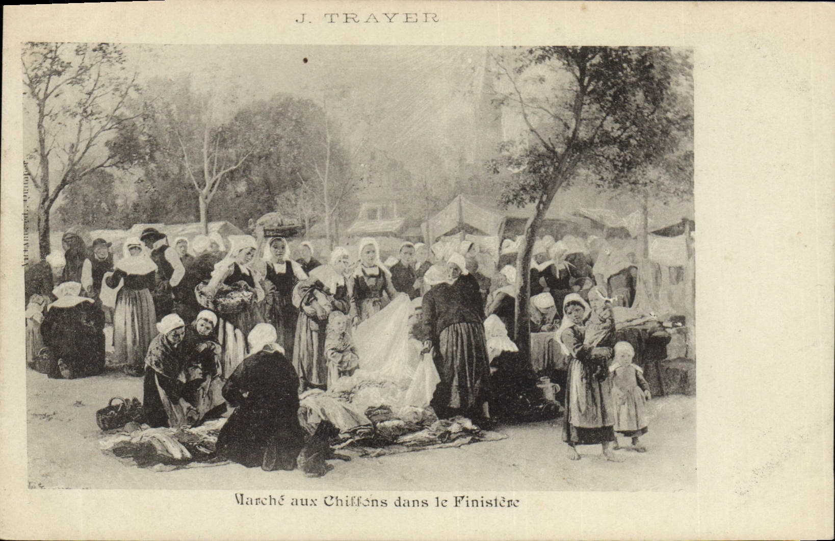 CPA Folklore Marche aux chiffons dans le Finistere 