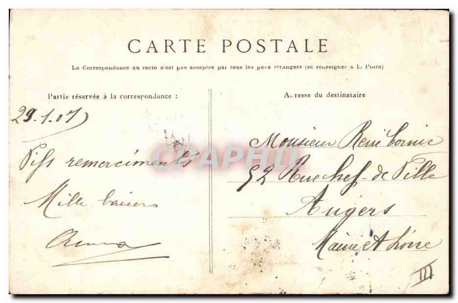 CPA Folklore Jeune fille de Quimper  — Verso