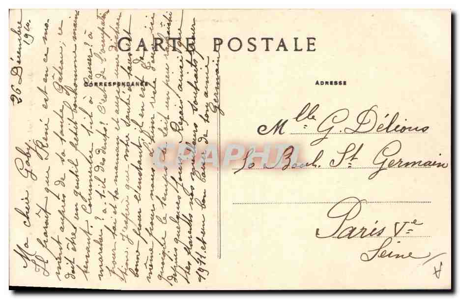 CPA Folklore Jeune fille de Pont L'Abbe  — Verso