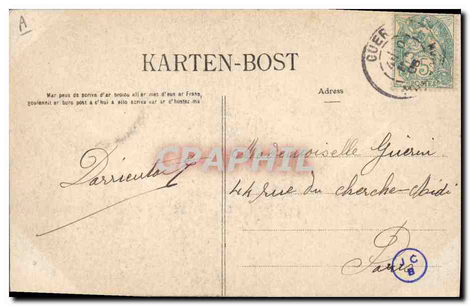 CPA Folklore Jeune fille de Pont L'Abbe  — Verso