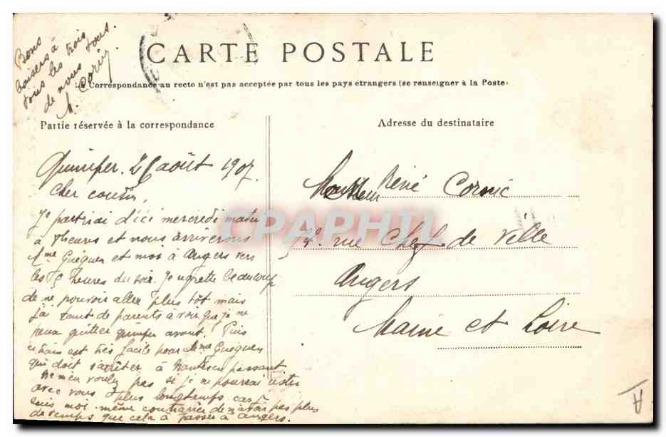 CPA Folklore Jeune fille de Pont Aven  — Verso