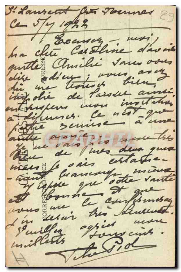 CPA Folklore Jeune fille de Quimper  — Verso