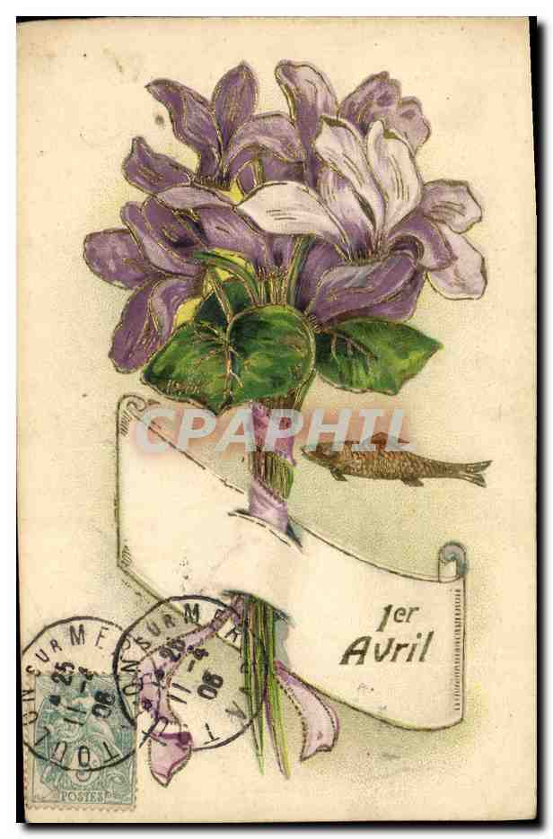 CPA Fantaisie Fleurs Poisson 1er avril 