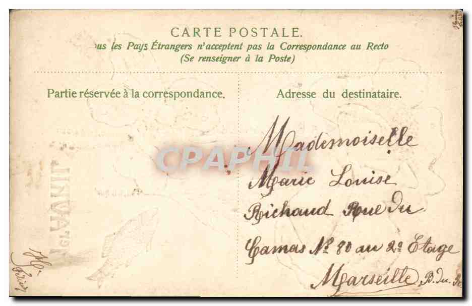CPA Fantaisie Fleurs Poisson 1er Avril  — Rückseite