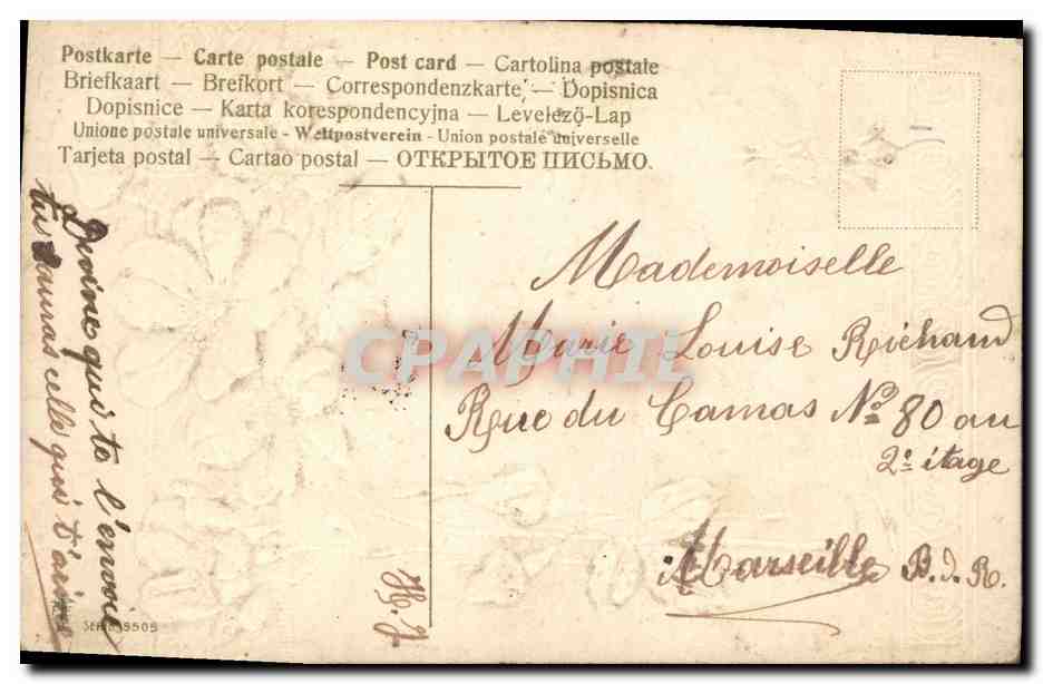 CPA Fantaisie Fleurs Poisson  — Rückseite