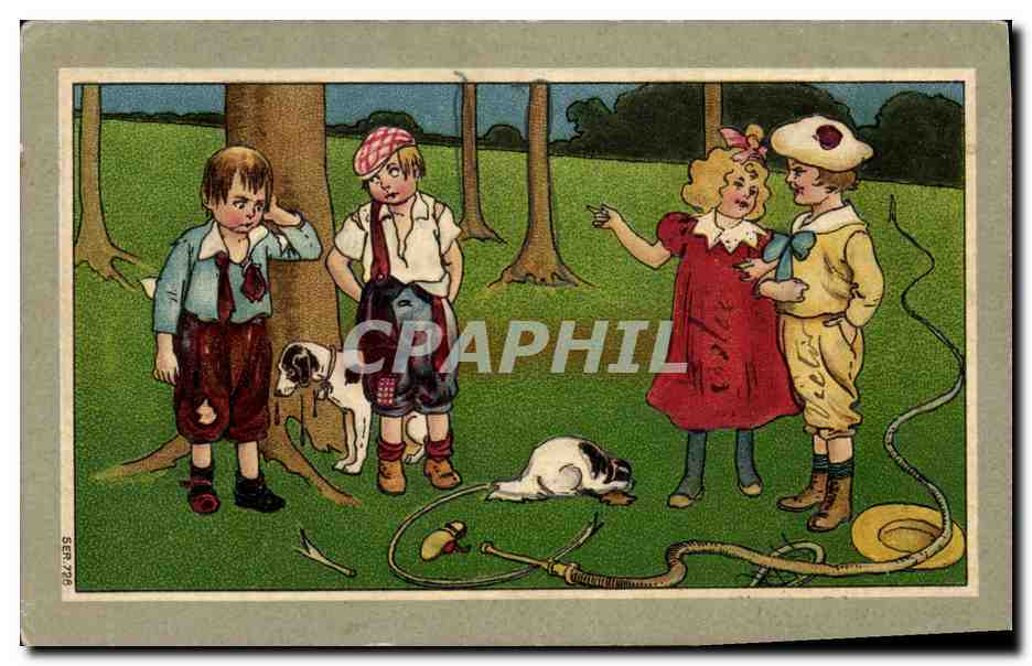 CPA Fantaisie Enfants Chien (en relief) 