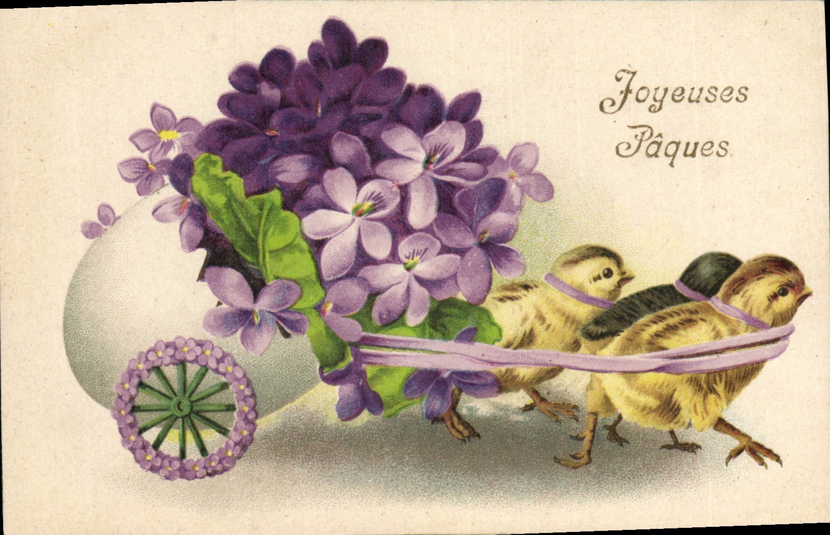 CPA Fantaisie Fleurs Poussins 