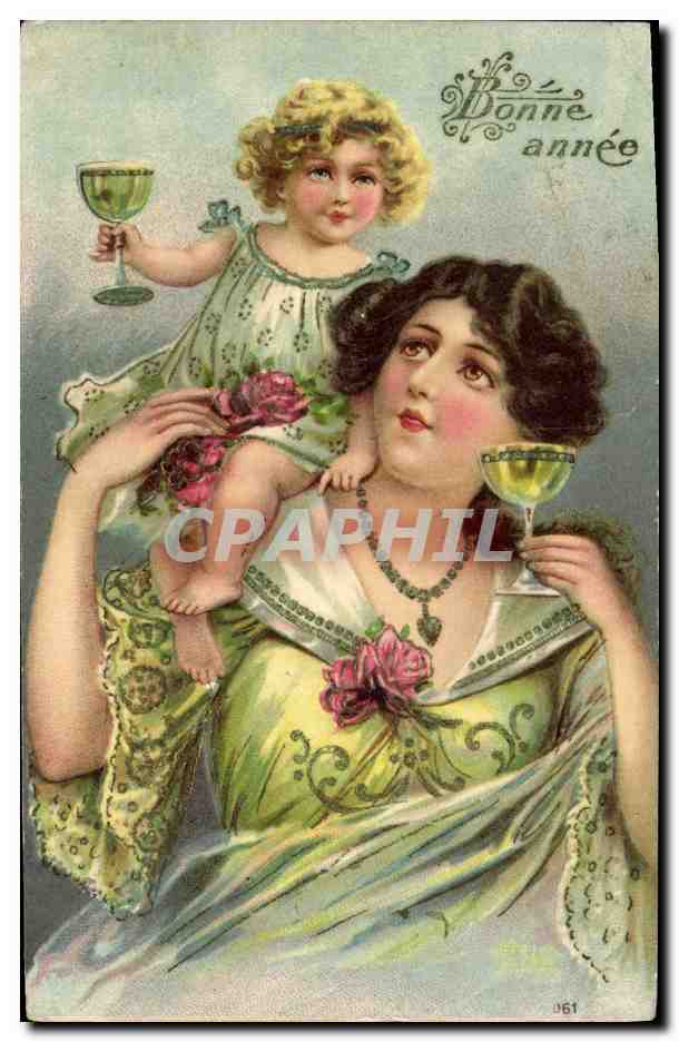 CPA Fantaisie Fleurs Femme Enfant