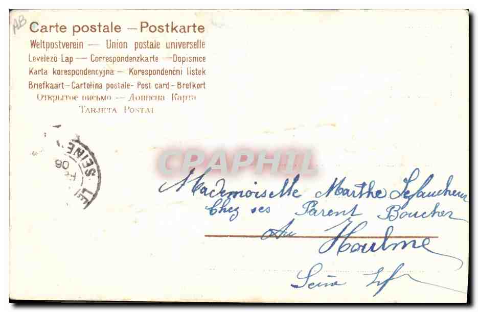 Femme en robe rose parmi des roses — éditeur inconnu — n° de série non visible — Achterkant