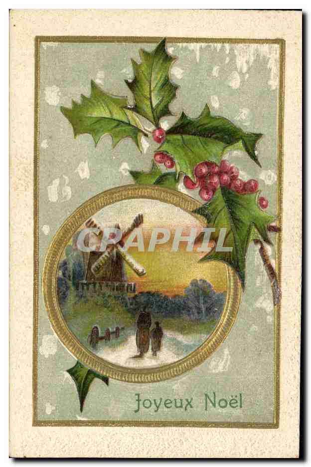 CPA Fantaisie Noel Moulin a vent 