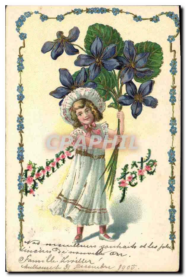 CPA Fantaisie Fleurs Enfant 