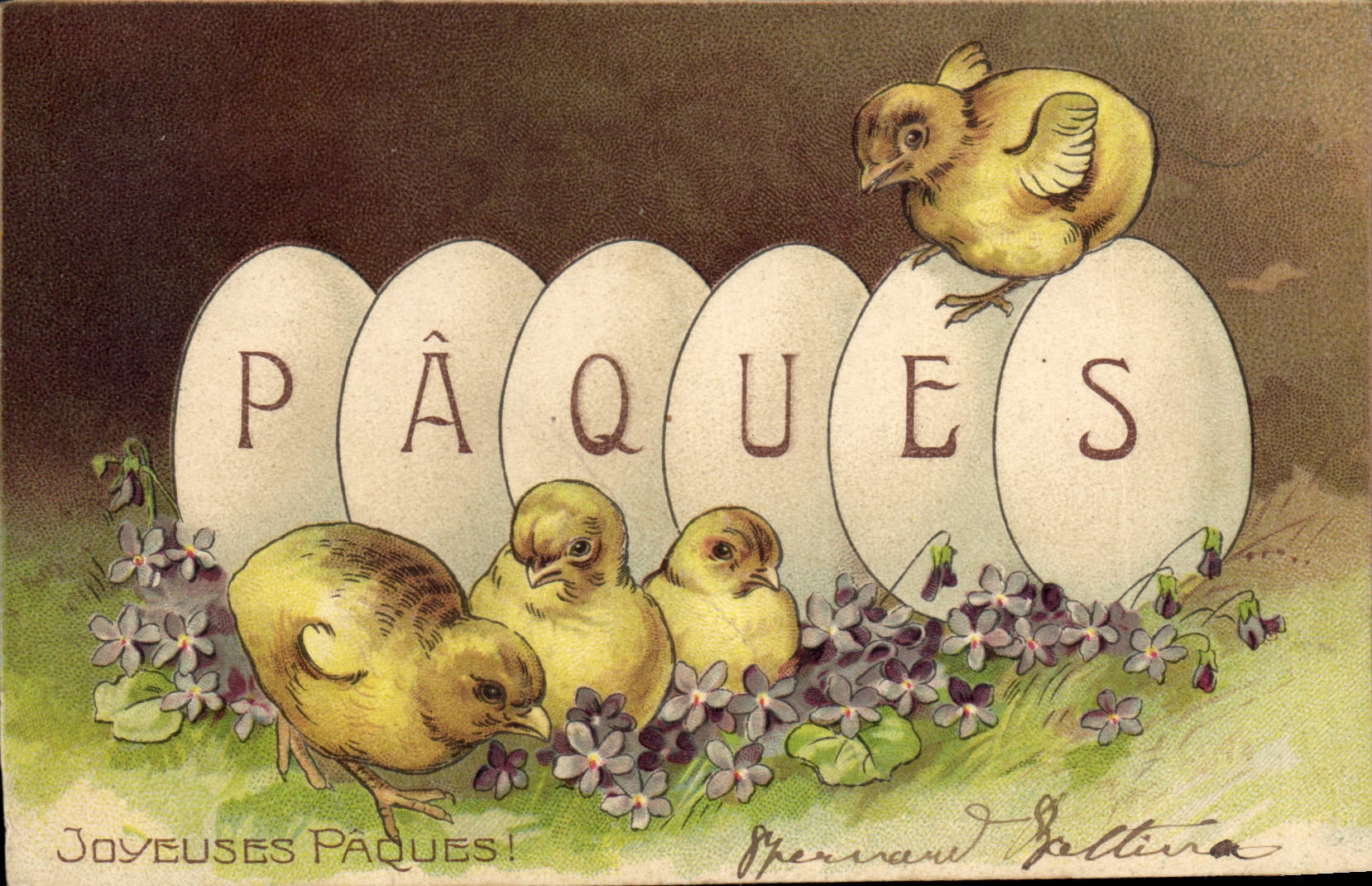 Pâques — Pâques écrit en lettres sur des œufs — éditeur G. Gellina