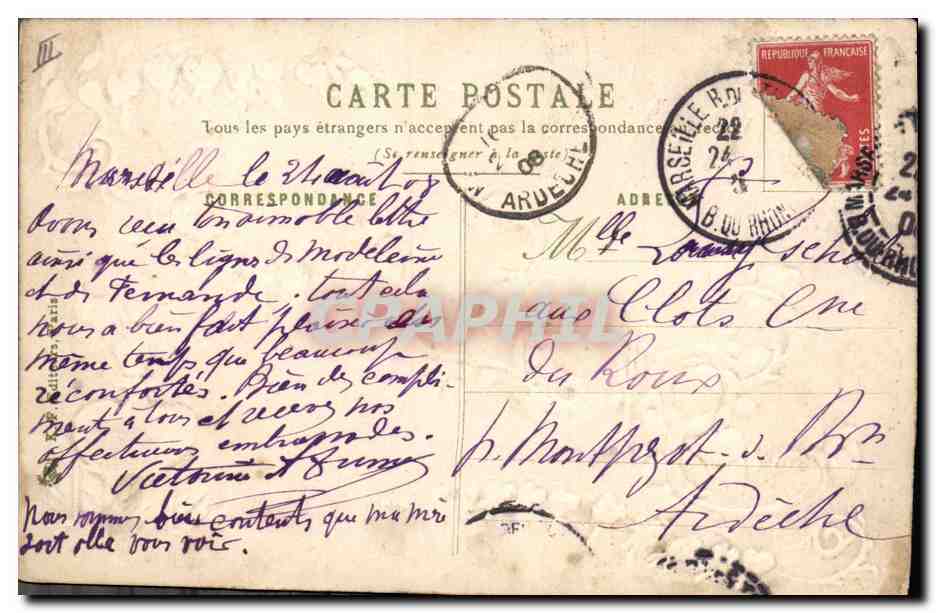 CPA Fantaisie Fleurs Prenom Louis  — Rückseite
