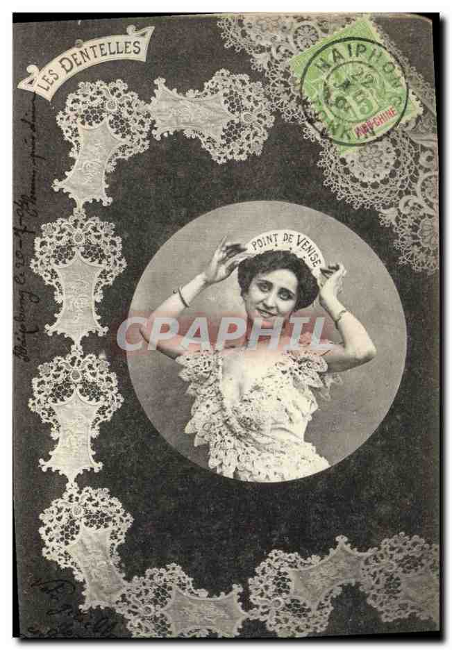 CPA Folklore Dentelle Dentelliere Point de Venise Haiphong Indochine 