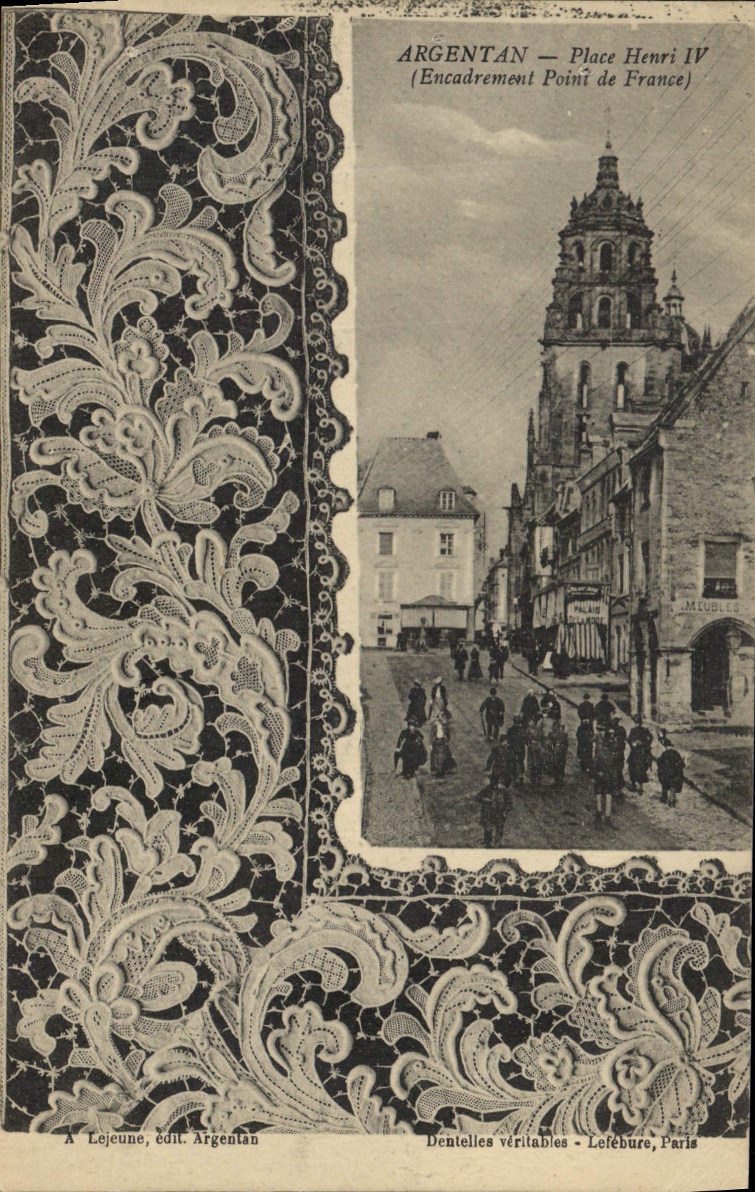 CPA Folklore Dentelle Dentelliere Argentan Place Henri IV Encadrement Point de France 