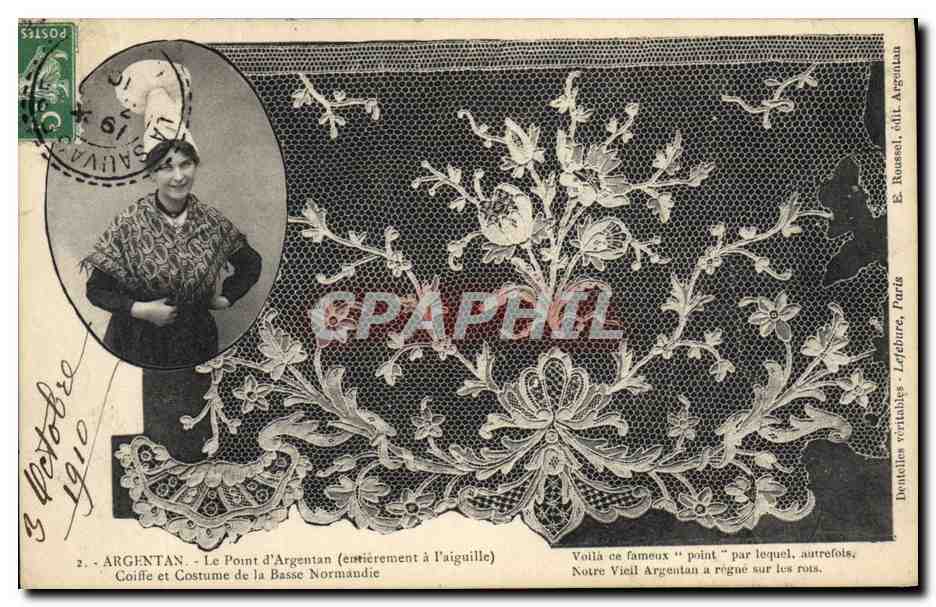 CPA Folklore Dentelle Dentelliere Argentan Le Point d'Argentan entierement a l'aiguille Normandie 