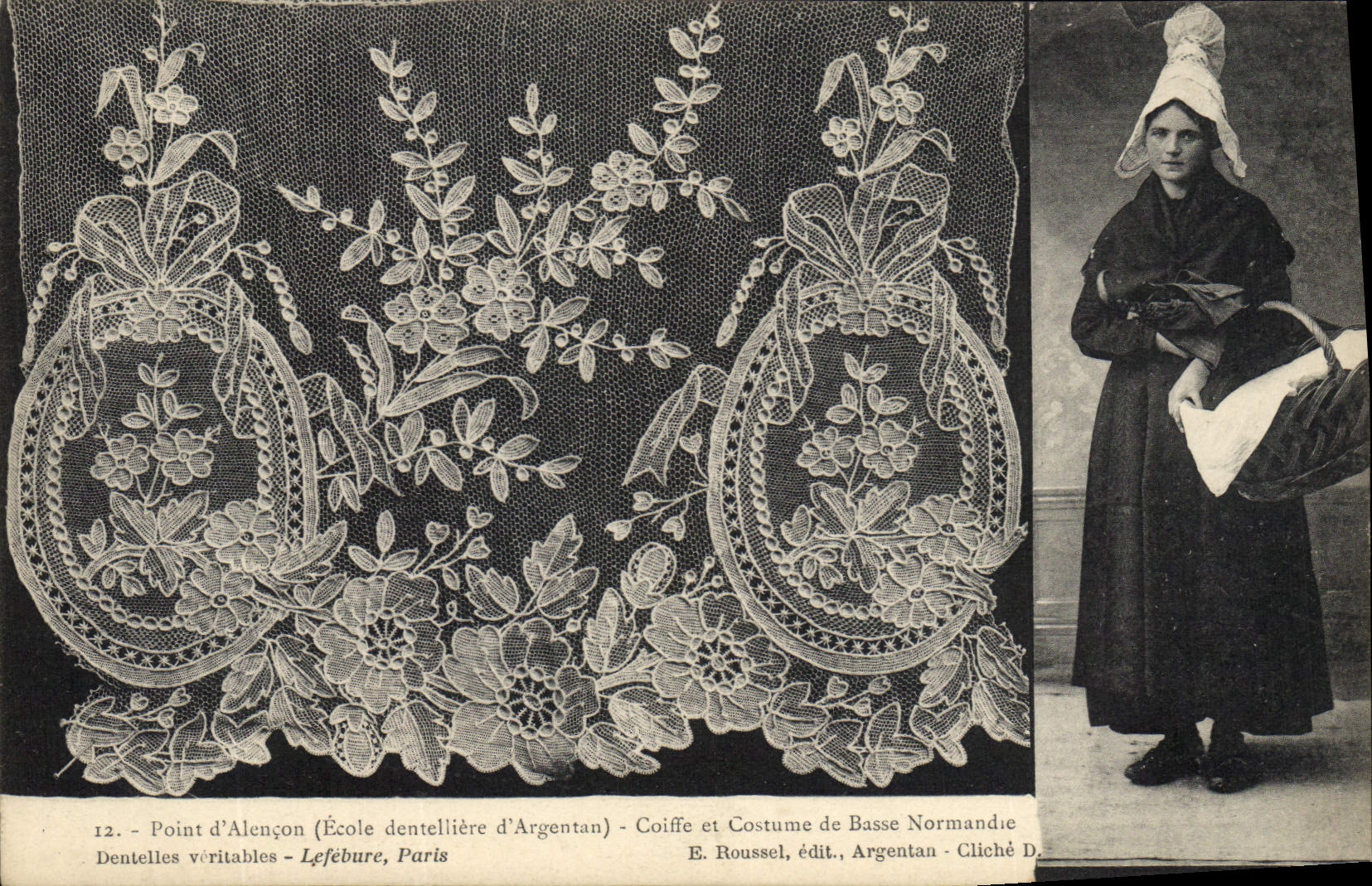 CPA Folklore Dentelle Dentelliere Point d'Alencon Ecole dentelliere d'Argentan Normandie 