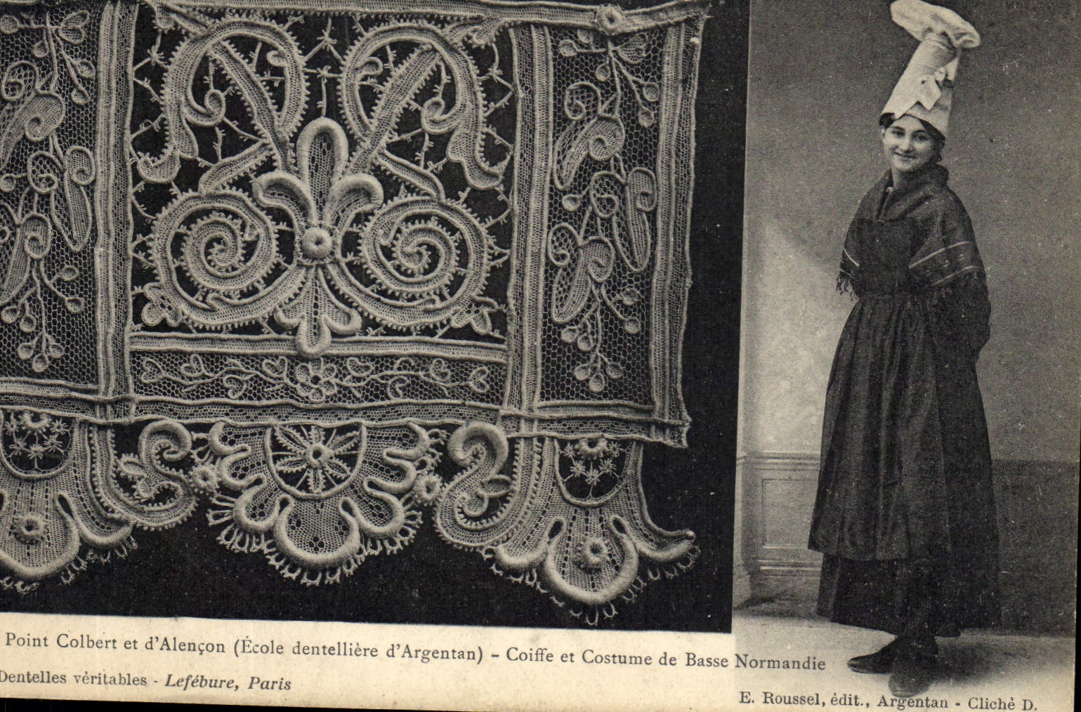 CPA Folklore Dentelle Dentelliere Point Colbert Ecole dentelliere d'Argentan Normandie 