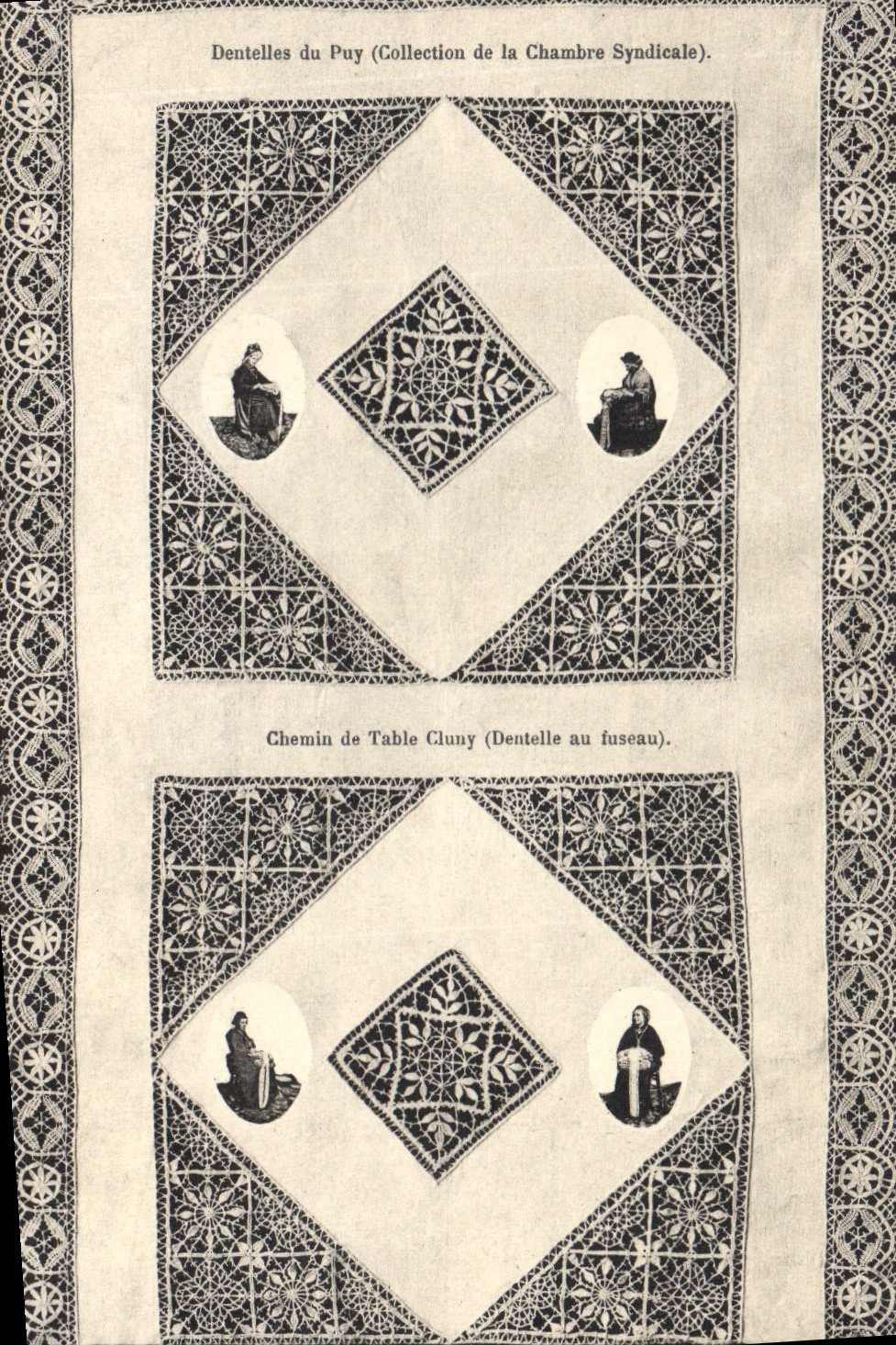 CPA Folklore Dentelle Dentelliere Dentelles du Puy Chemin de table Cluny 