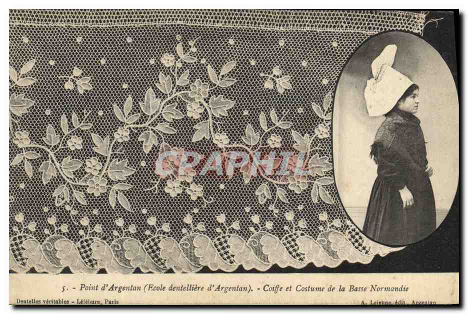 CPA Folklore Dentelle Dentelliere Point d'Argentan Ecole dentelliere d'Argentan Normandie 