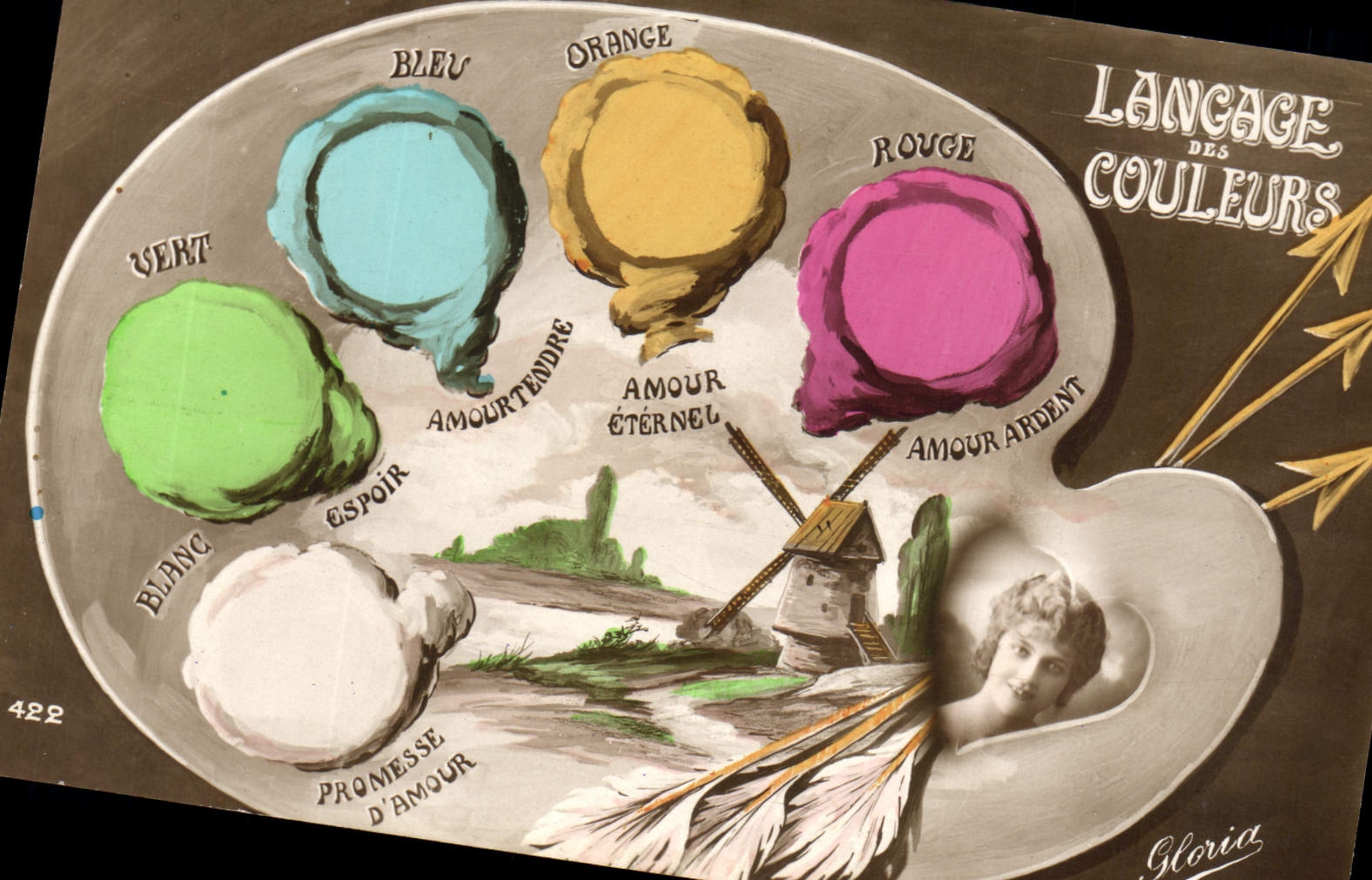 Lancage des Couleurs — Palette de couleurs avec légendes amoureuses — Gloria, n° 422