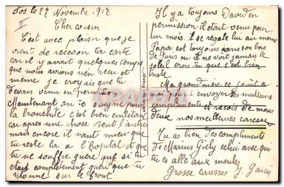 Lancage des Couleurs — Palette de couleurs avec légendes amoureuses — Gloria, n° 422 — Verso