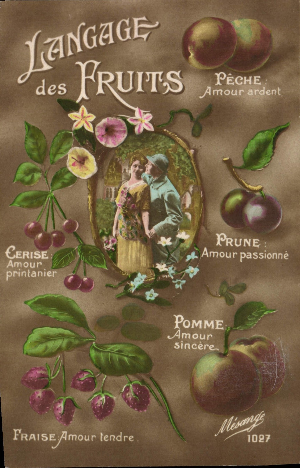 CPA Fantaisie Langage des fruits Militaria Soldat 