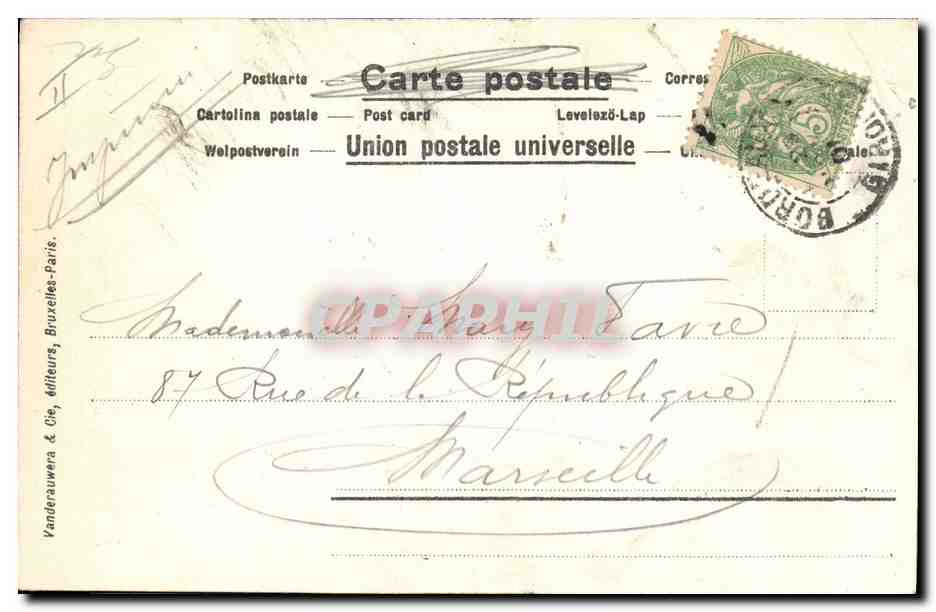 CPA Fantaisie Langage des timbres Type Merson  — Rückseite