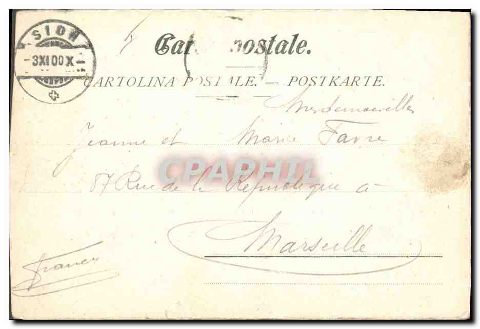 CPA Fantaisie Langage des timbres Suisse  — Rückseite