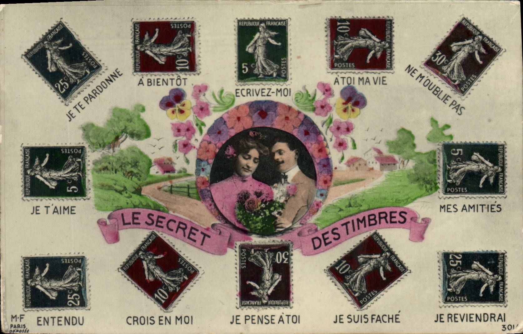 CPA Fantaisie Le secret des timbres Semeuse 