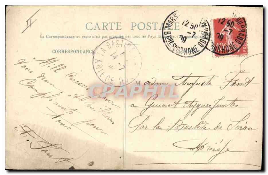 CPA Fantaisie Le secret des timbres Semeuse  — Rückseite