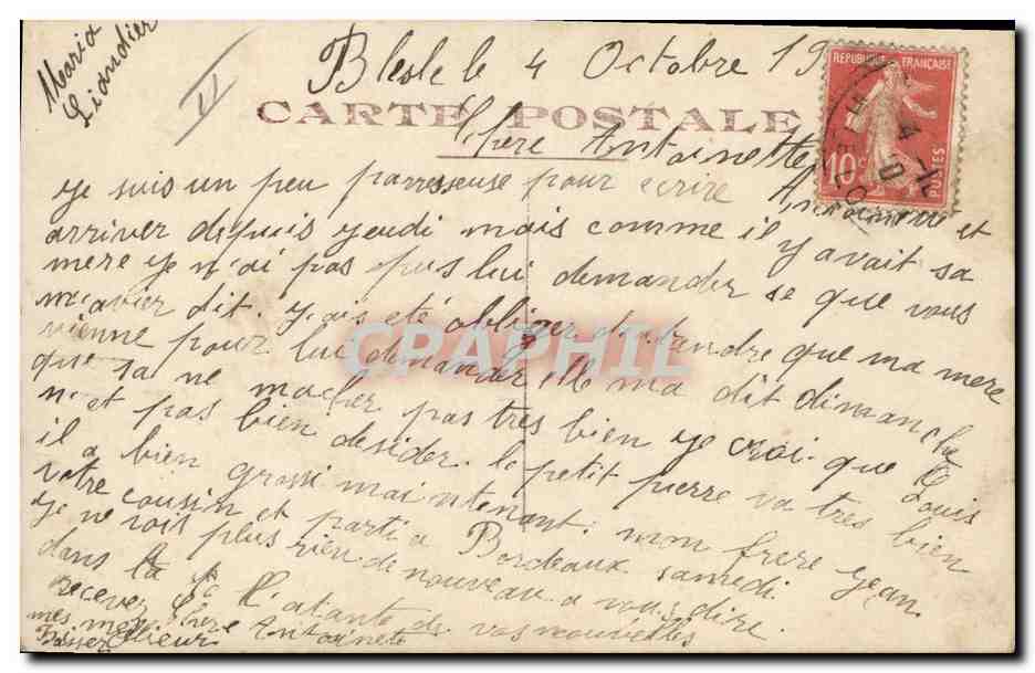 CPA Fantaisie Femme Semeuse 10c Langage du timbre  — Rückseite