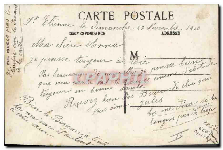 CPA Fantaisie Langage des timbres Semeuse  — Rückseite