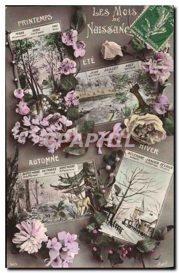 CPA Fantaisie Fleurs Les mois de naissance 