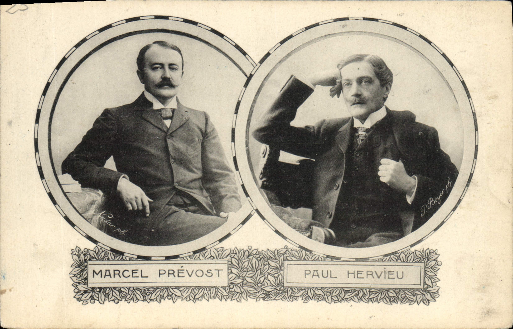 Marcel Prévost et Paul Hervieu — portraits — P. Boyer pb