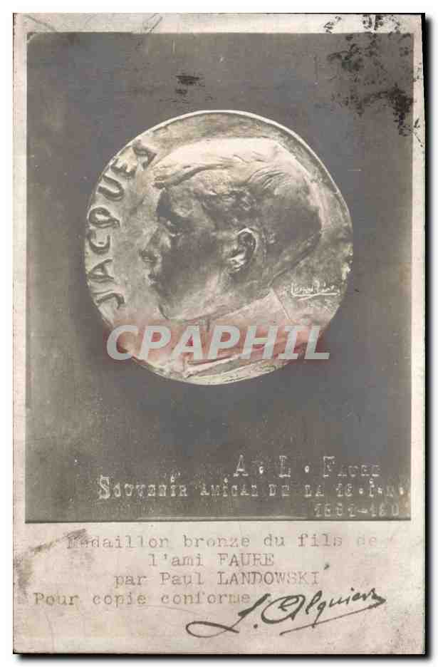 CPA Medaillon bronze du fils de l'ami Faure par Paul Landowski 