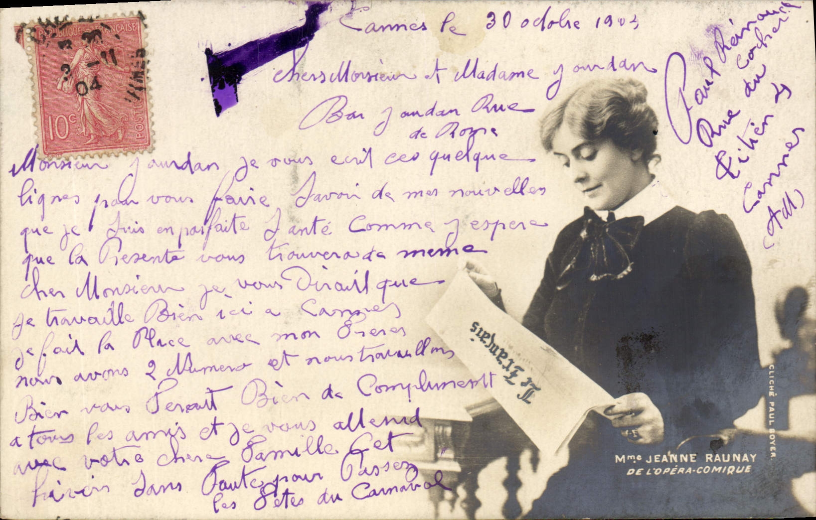 Mme Jeanne Raunay — Opéra-Comique — Cliché Paul Goven — Éditeur : Paul Goven, n° 151