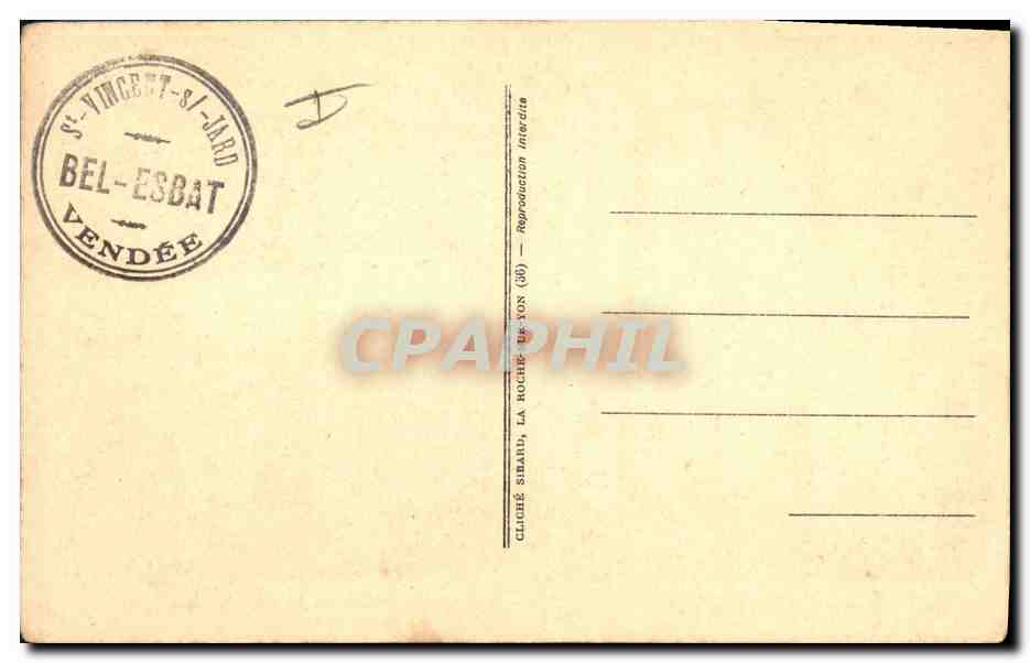 CPA St Vincent sur Jard Salle a manger de Mr G Clemenceau  — Rückseite