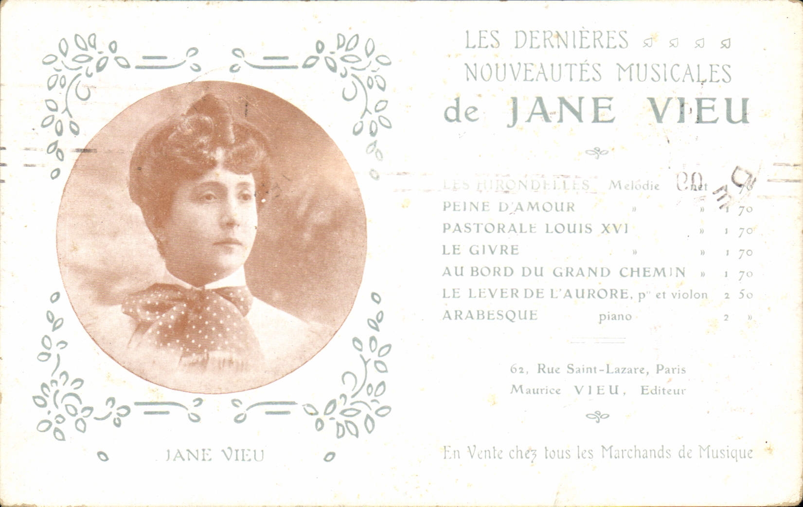 Jane Vieu — Les dernières nouveautés musicales — Maurice Vieu, éditeur
