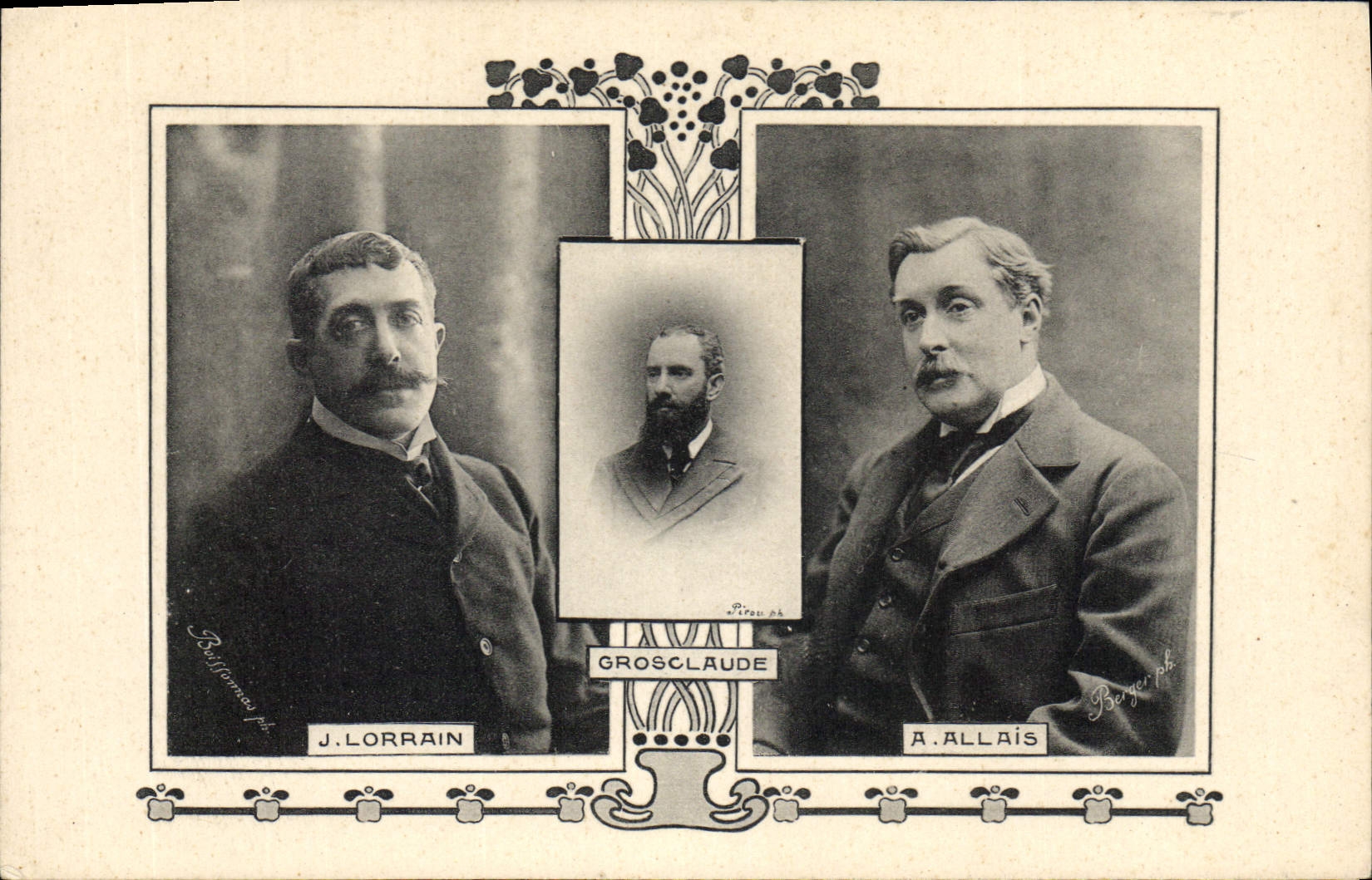 J. Lorrrain et A. Allais — portrait triptyque avec Grosclaude — Berger ph.