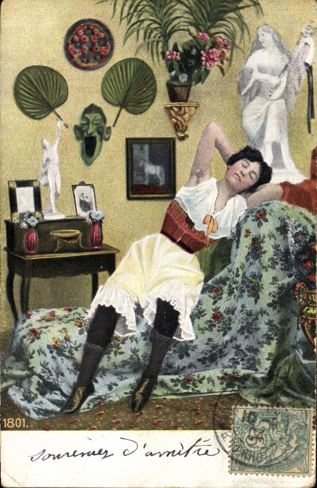 CPA Fantaisie Femme Eventail 