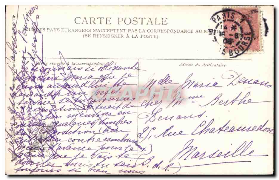CPA Fantaisie Femme Eventail Salon 1906 Etcheverry Les loups — Rückseite