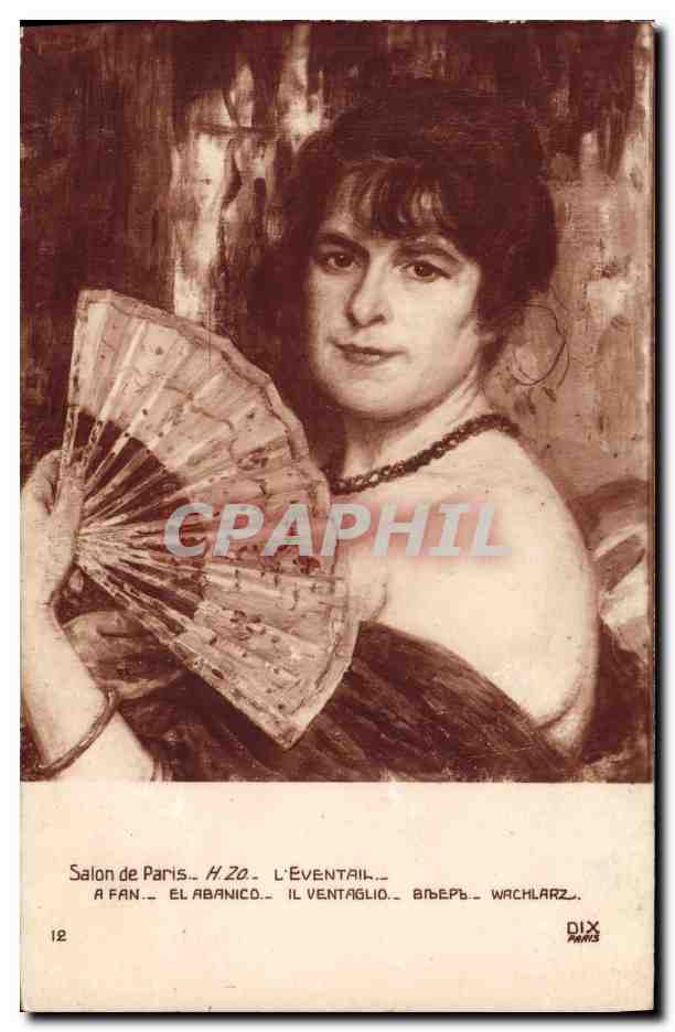CPA Fantaisie Femme Eventail Salon de Paris H Zo