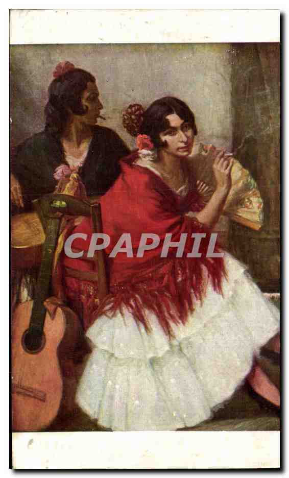 CPA Fantaisie Femme Eventail Paul Legrand Gitanes