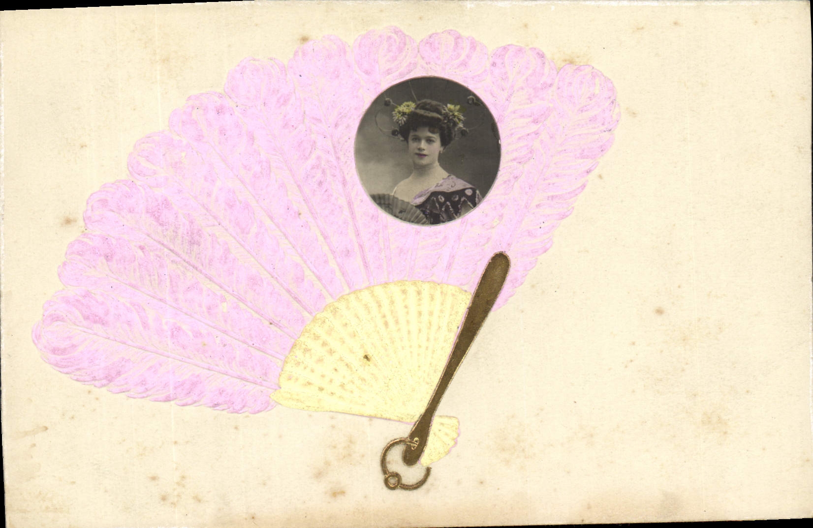 Fan décoratif avec photo de femme — éditeur non visible