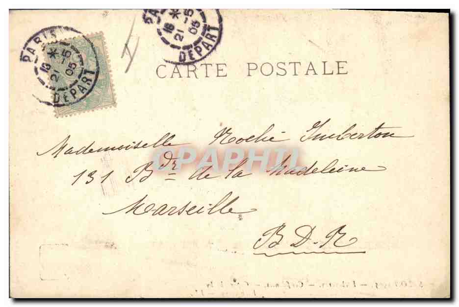CPA Fantaisie Femme Eventail Salon 1905 Etcheverry Confidence — Verso