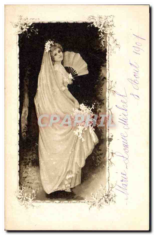 Marie Louise Michibet — Portrait einer jungen Frau in Hochzeitskleid — Verlag nicht sichtbar