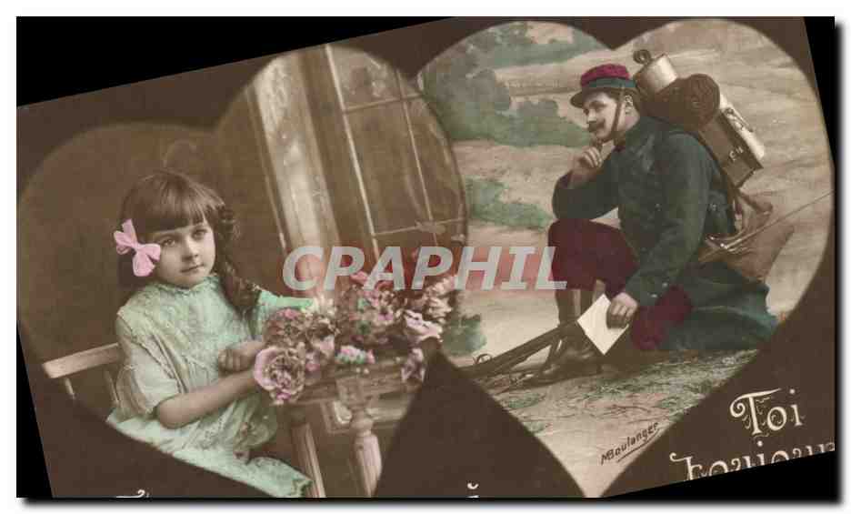 CPA Fantaisie Coeur Enfant Soldat Militaria