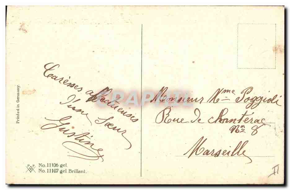 CPA Fantaisie Coeur Trefle Colombe — Rückseite